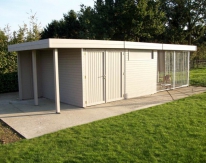 Jaro - Houten hondenren + tuinhuis + houtstalling 8x3m